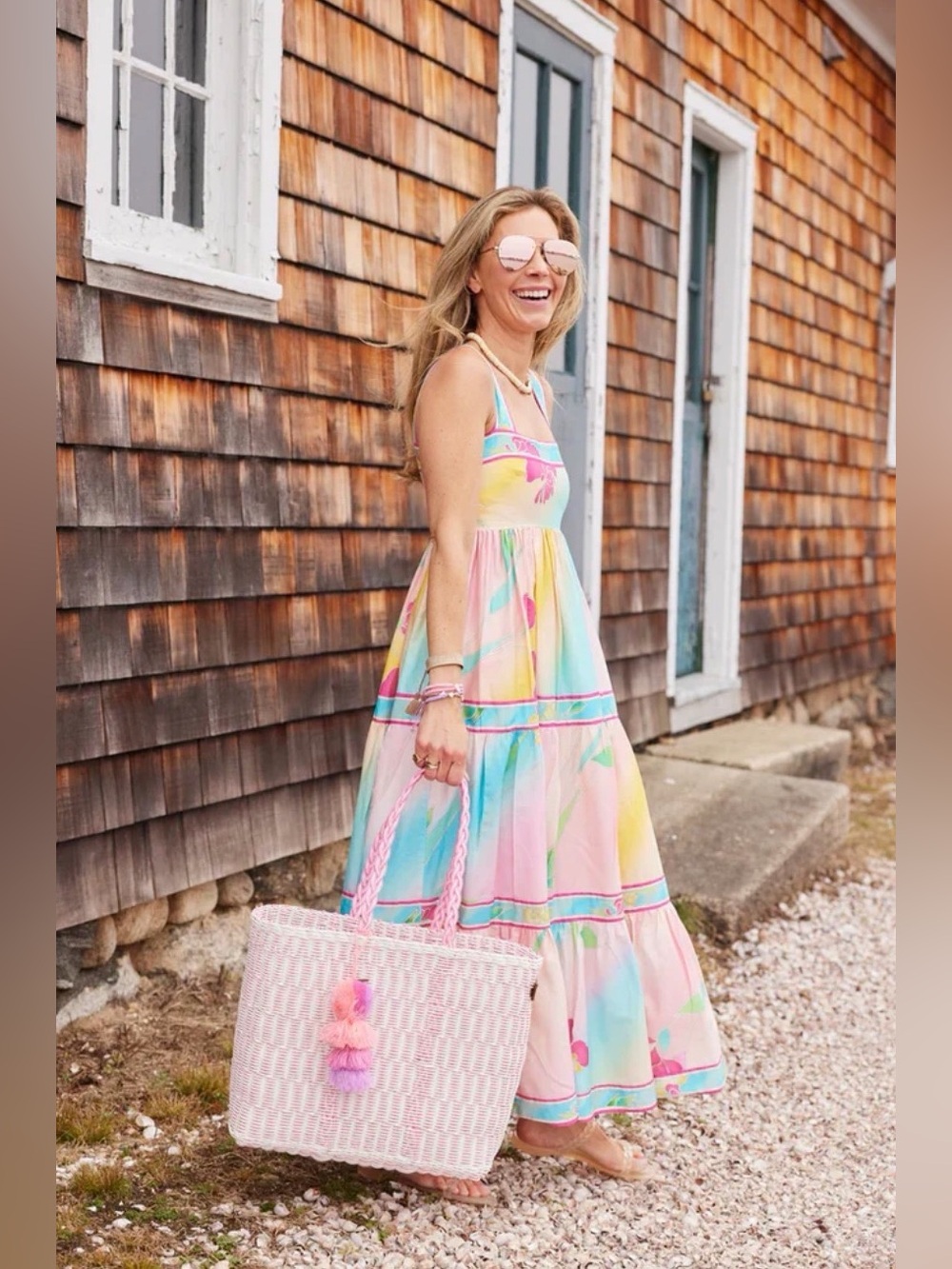 Hunter Bell Rita Midi Maxi Colorful Whimsical Tiered Dress Small